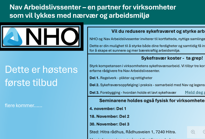 Reduser sykefraværet – styrk arbeidsmiljøet!